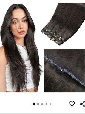 LaaVoo Double Weft Butterfly Human Hair Extensions Micro Bead Weft Brown 16 Inch